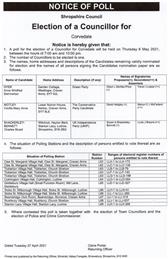 Notice of Poll for Shropshire Council Corvedale