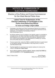 Election of Police and Crime Commissioner